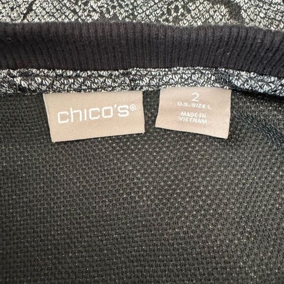 Chico's Black and Gray Snakeskin Print Short Sleeve Tee - Picture 6 of 8